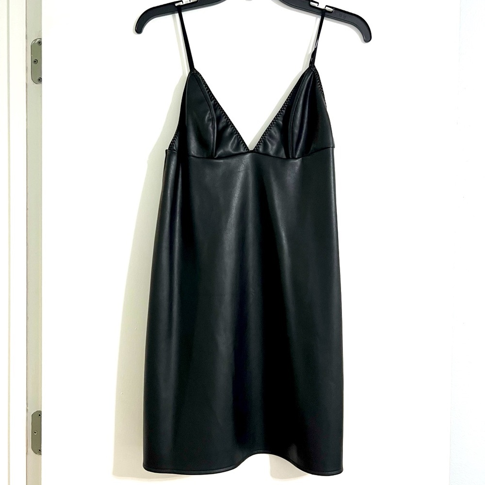 Little black dress, faux leather